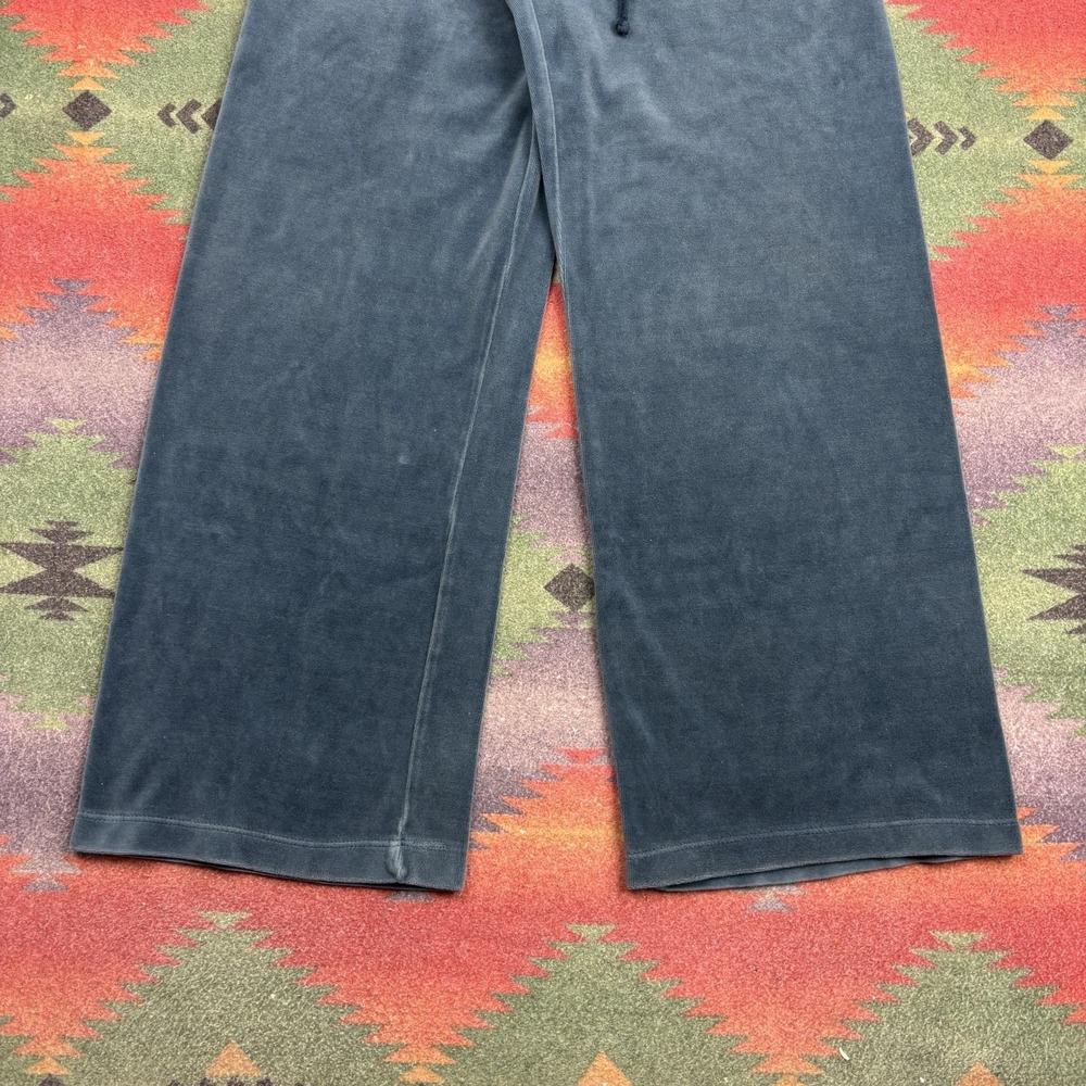 Vintage Y2K Juicy Couture Track Pants Size Medium Blue Low Rise Wide Leg Velour - Picture 5 of 11